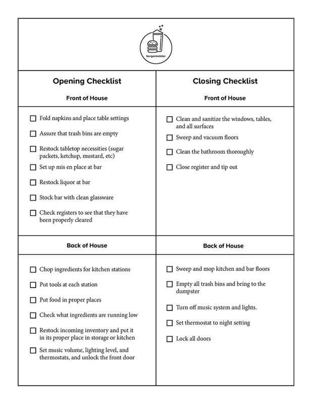 Picture of Opening/Closing Checklist (Download Only)