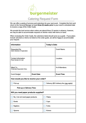 Picture of Catering Request Forms (Packs of 50)