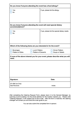 Picture of Catering Request Forms (Packs of 50)
