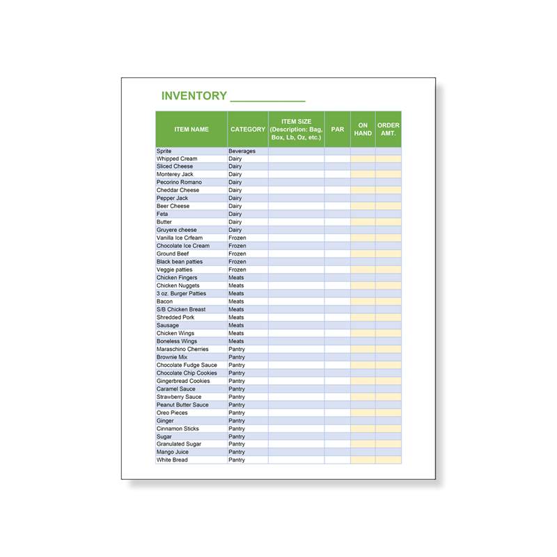 Show details for Inventory Sheets (Pads of 25) - StaticPDF (POD product)