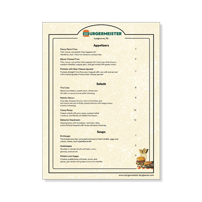 Show details for Dine In Menu