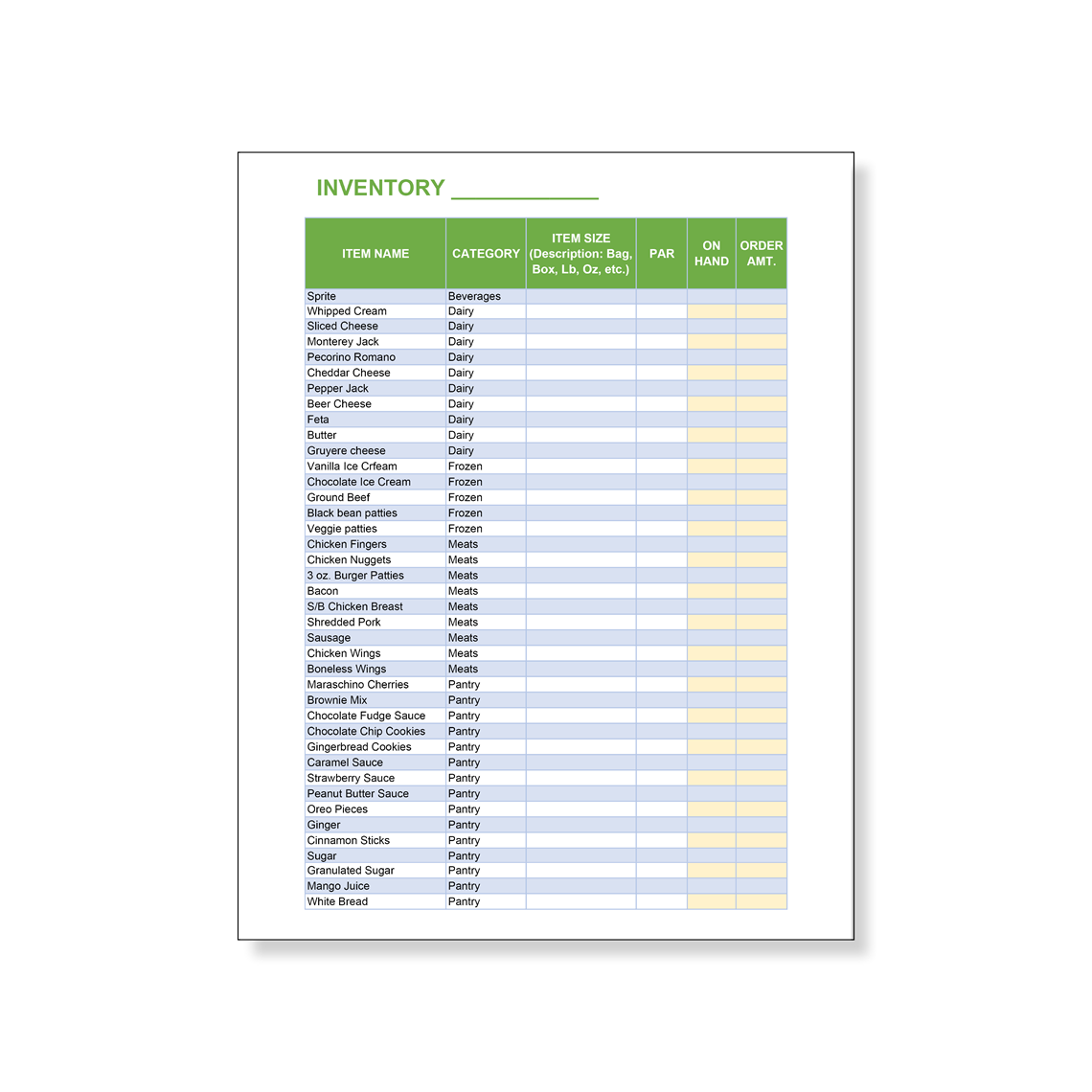Show details for Inventory Sheets (Pads of 25) - StaticPDF (POD product)