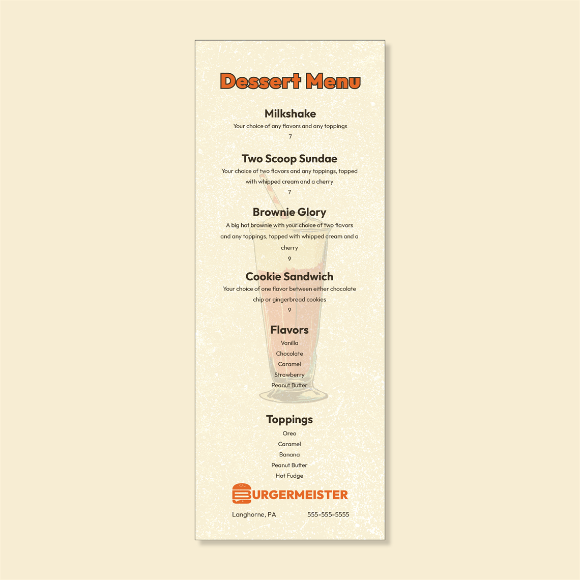 Show details for Dessert Menu - shared tier pricing